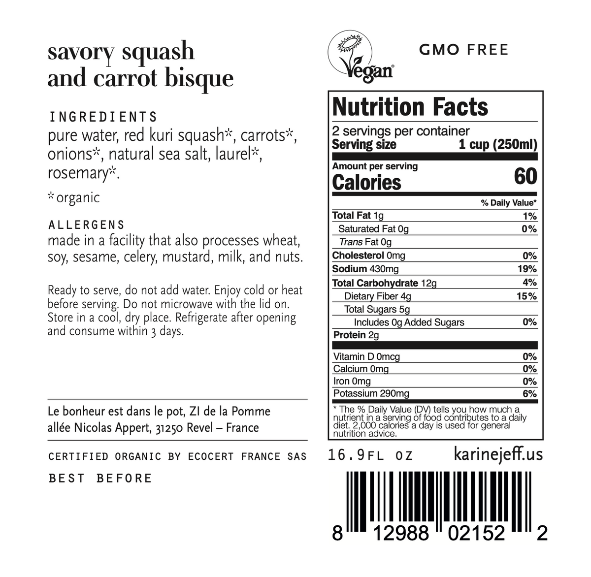 Savory squash and carrot bisque