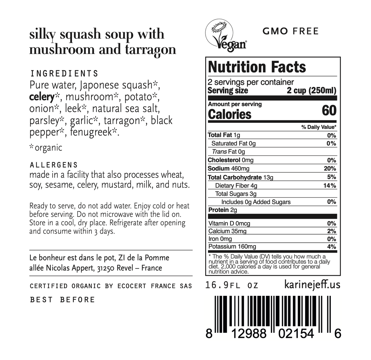 Silky squash soup with mushroom and tarragon